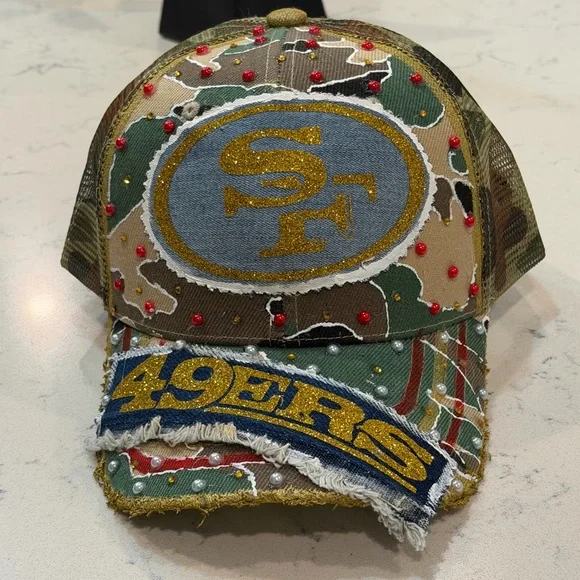 Custom Camouflage 49ers Cap with Gold Logo - Picture 3 of 5